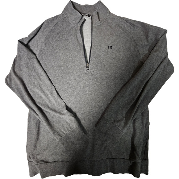 Travis Mathew Grey Men's 3/4 Zip Knit Pullover Sweater Sweatshirt cRc Logo XL - Picture 1 of 11